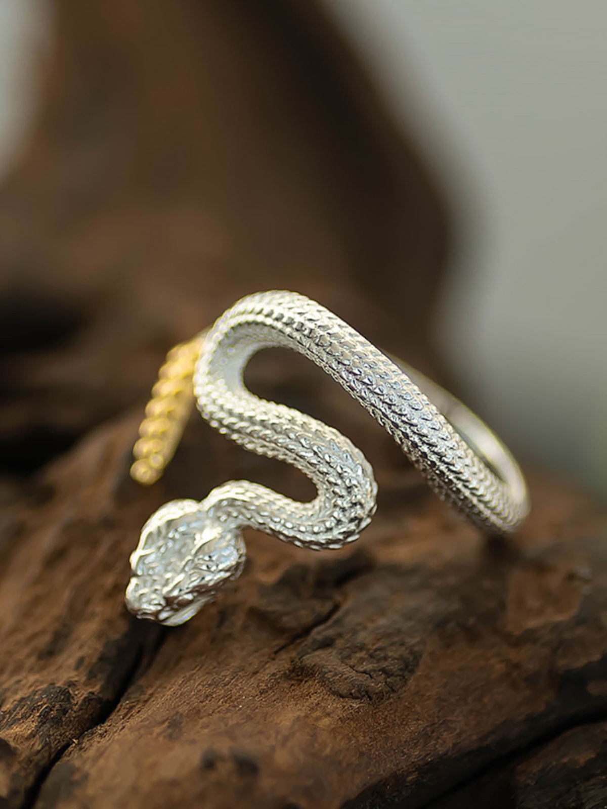Vintage S925 Silver Snake Open Ring - Three-Dimensional Chinese Style High-End Luxury Jewelry