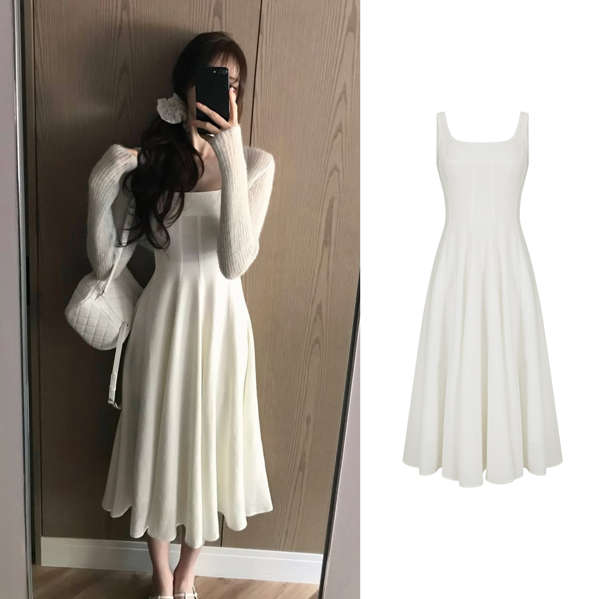 Waist-Cinching Camisole Fairy Dress Cardigan Set - Korean Niche Design, Y2K Style, Trendy Layered Look