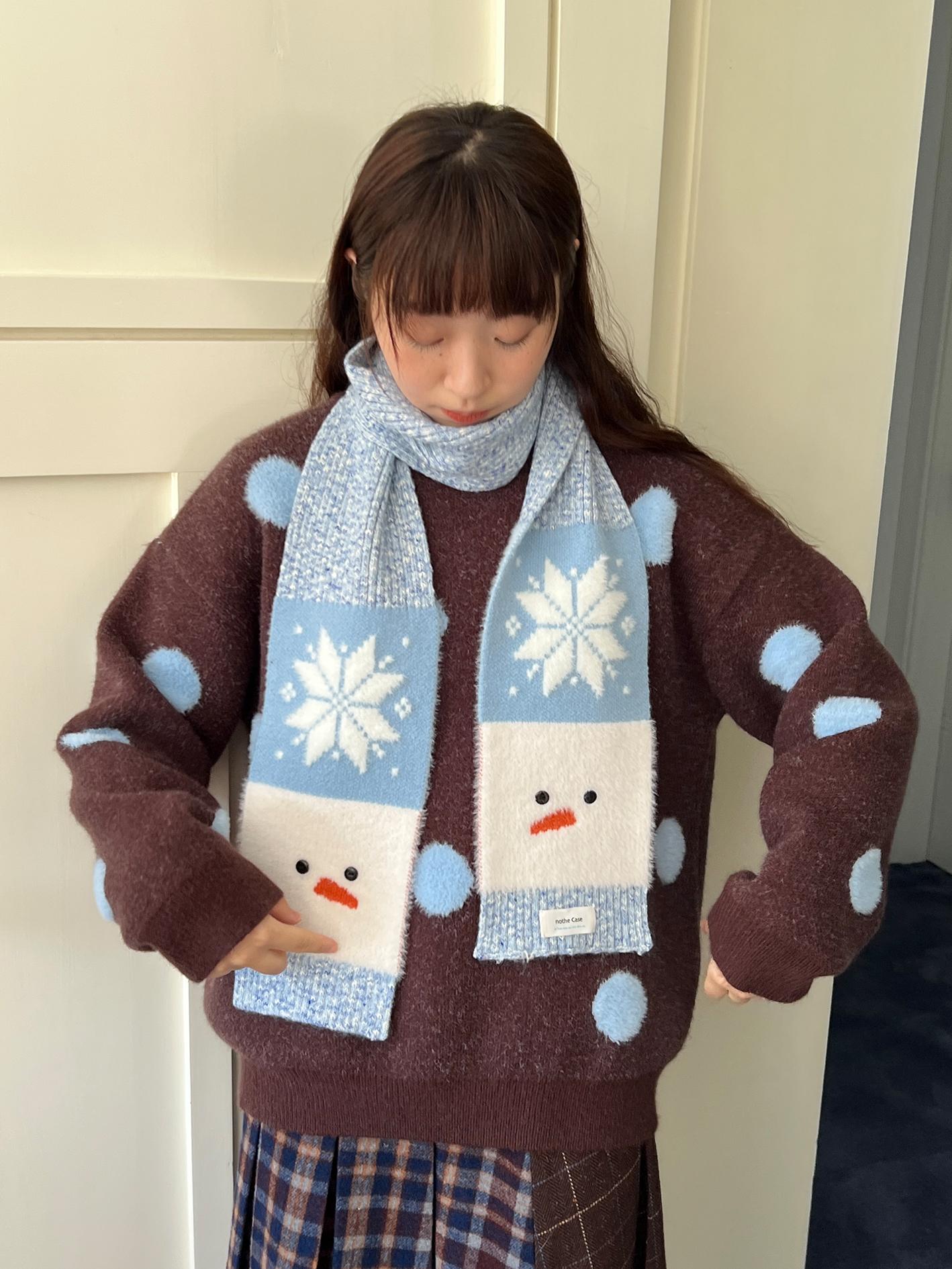 Warm Knitted Neck Warmer Scarf for Autumn and Winter - Cute Snowman Design, Iceland Yeti Style, Perfect for Cozy Fashion