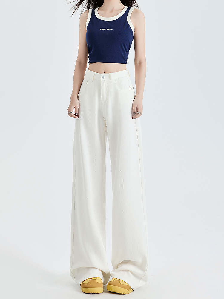 Wide-Leg Tencel Jeans for Women, Starry Sky Pattern, High-Waisted Loose Draped Trousers, Breathable Ice Silk, Summer 2025