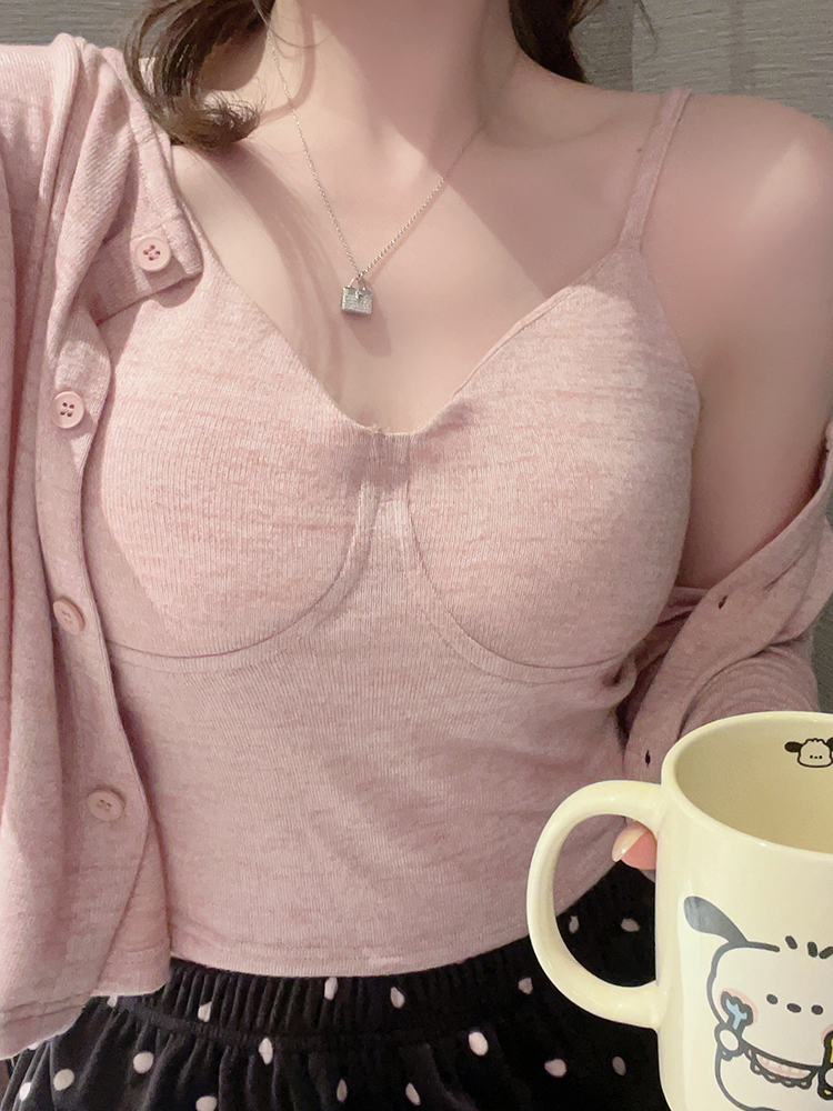 Women's Autumn Winter Three-Piece Velvet Pajama Set - Warm Camisole with Chest Pad, Cozy Homewear Outfit for Comfort