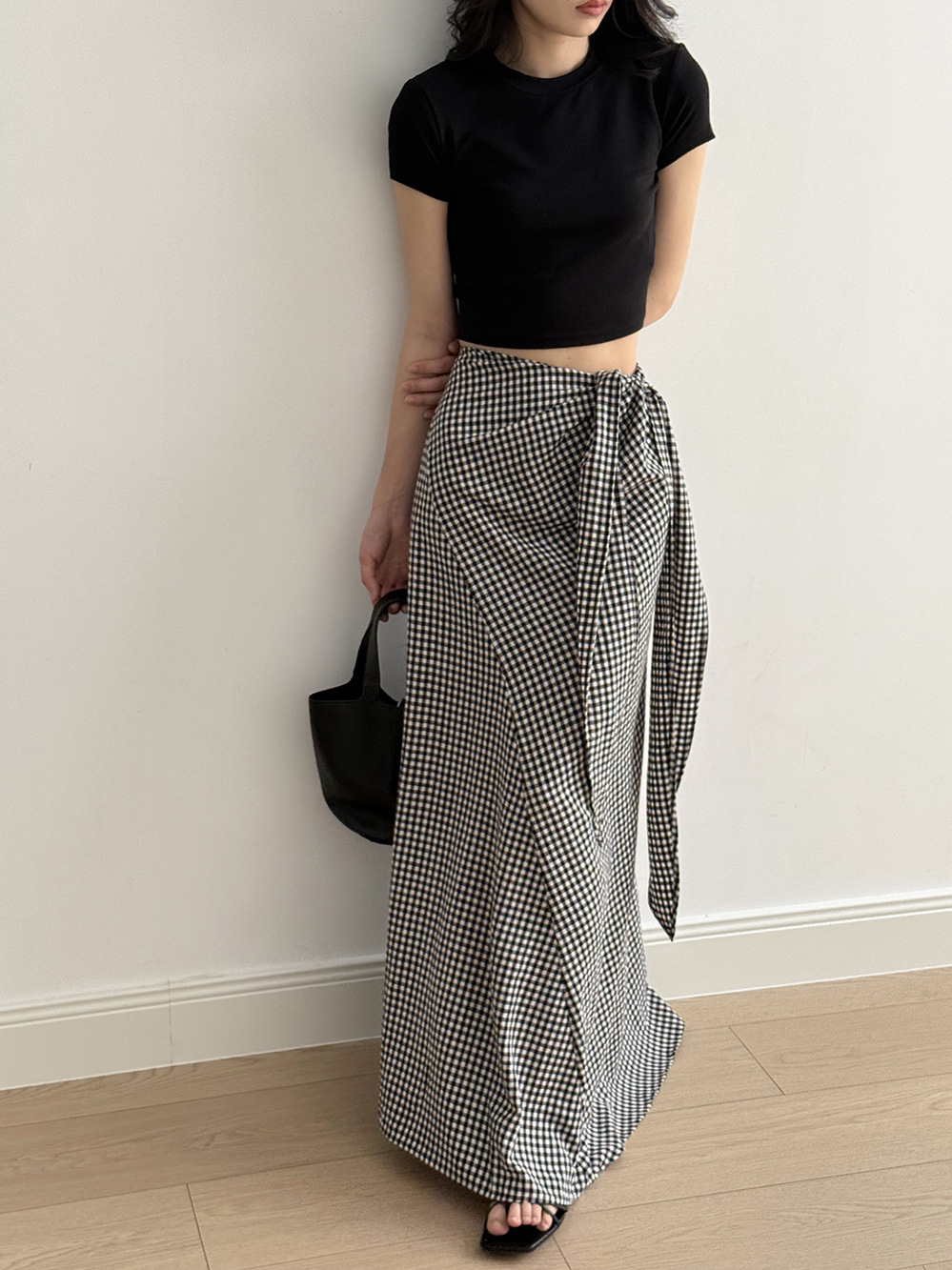 Women's Backless Short Sleeve T-Shirt and Long Skirt Set - Fragrant Style, High-End Temperament, 2025 Summer Fashion Two-Piece