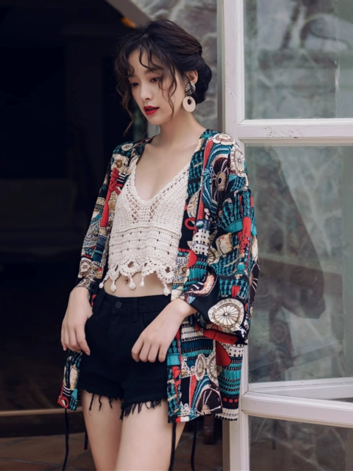 Women's Ethnic Style Chiffon Jacket - Summer Beach Vacation Cardigan with Sun Protection for Travel