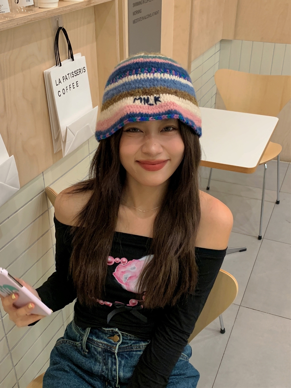 Women's Hand-Crocheted Striped Yarn Bucket Hat - Versatile Fisherman Style for Autumn and Winter, Flattering Fit