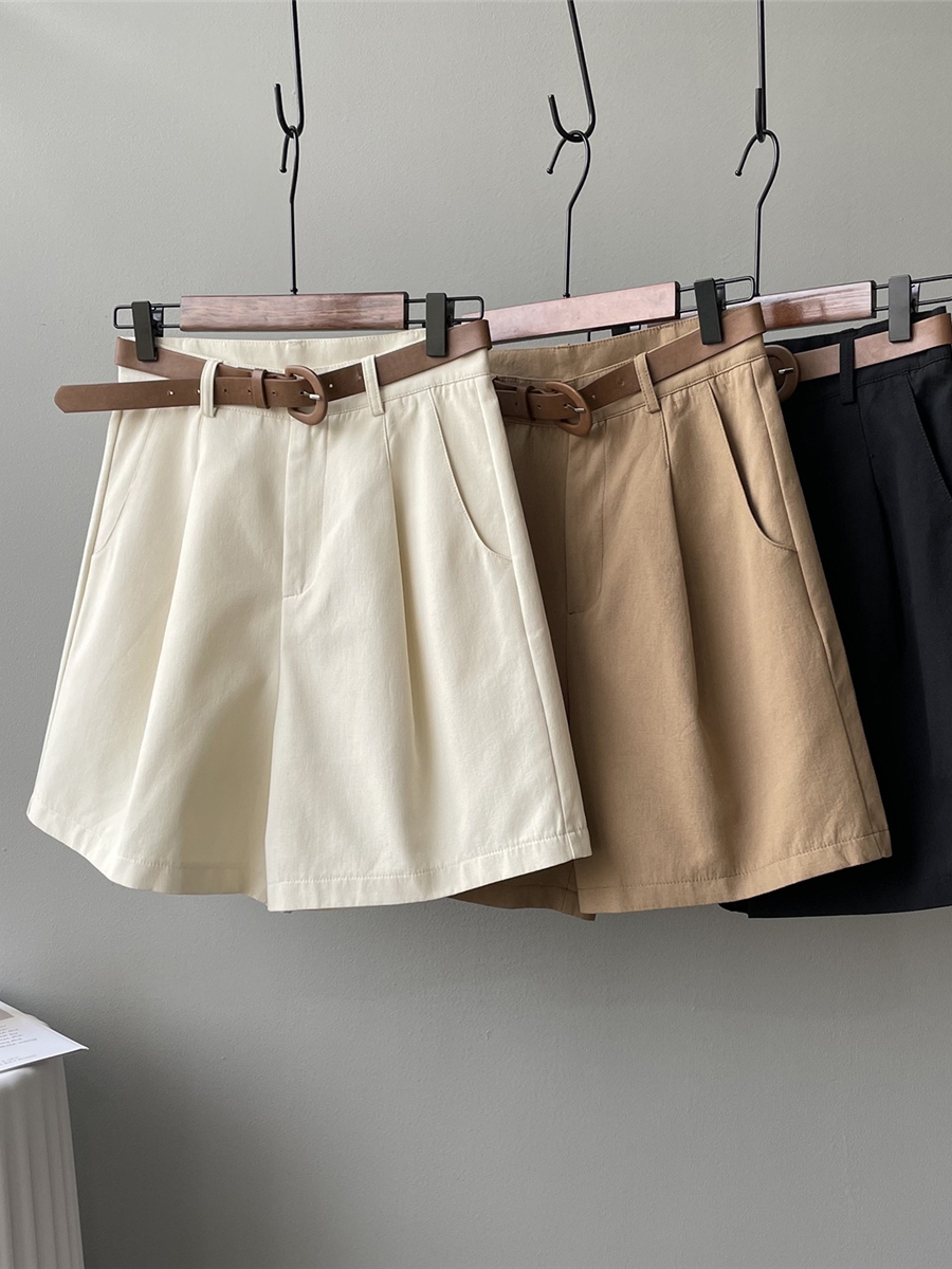 Women's High-Waisted Loose Fit Work Shorts - 2025 Summer Korean Style Wide-Leg Casual Fashion Pants
