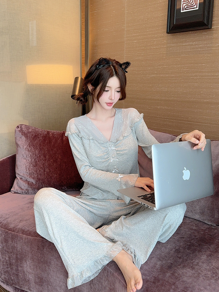 Women's Long Sleeve Modal Pajama Set - Sexy Spring & Autumn Homewear for Outdoor & Indoor Comfort