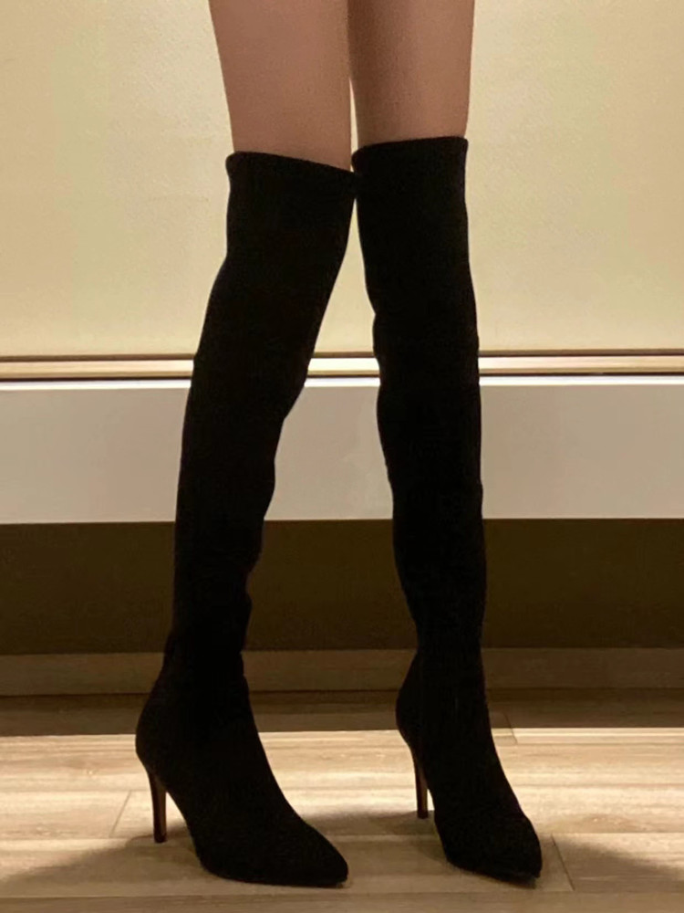 Women's Over-the-Knee Slim Fit Stretch Boots with Pointed Toe for Autumn Winter 2025 Fashion