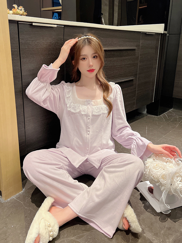 Women's Princess Style Fleece Pajama Set - Thick Plush Homewear for Autumn & Winter, Sweet Cute Island Design 2025