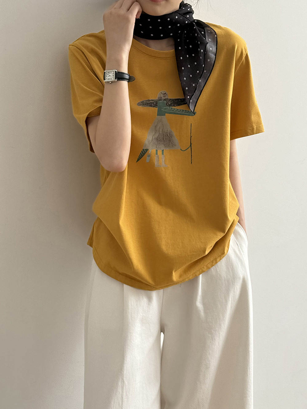 Women's Quirky Cartoon Print Short Sleeve T-Shirt - Casual Round Neck Cotton Top for Summer 2025, Harajuku Style