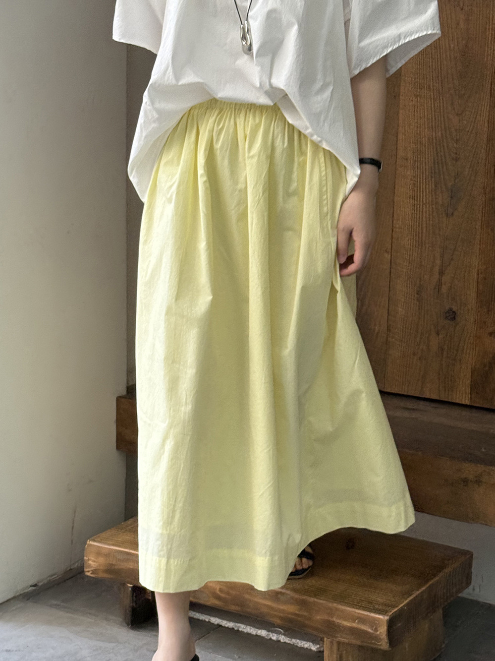 Women's Sweet Cotton Half Skirt - 2025 Summer Style, Elastic Waist, Cross-Covering, Loose French Long Umbrella Skirt