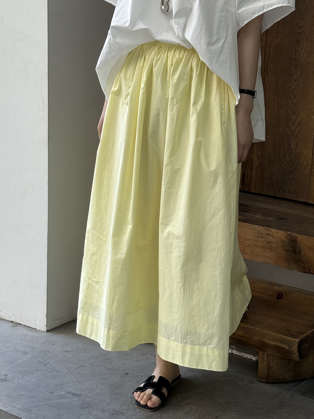 Women's Sweet Cotton Half Skirt - 2025 Summer Style, Elastic Waist, Cross-Covering, Loose French Long Umbrella Skirt