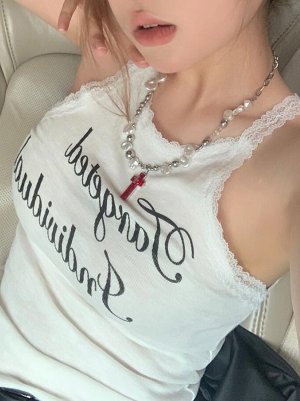 Y2K Irregular Pearl Choker Necklace for Women - Spicy Girl Cross Design, Sweet Cool Girl Clavicle Chain Accessory