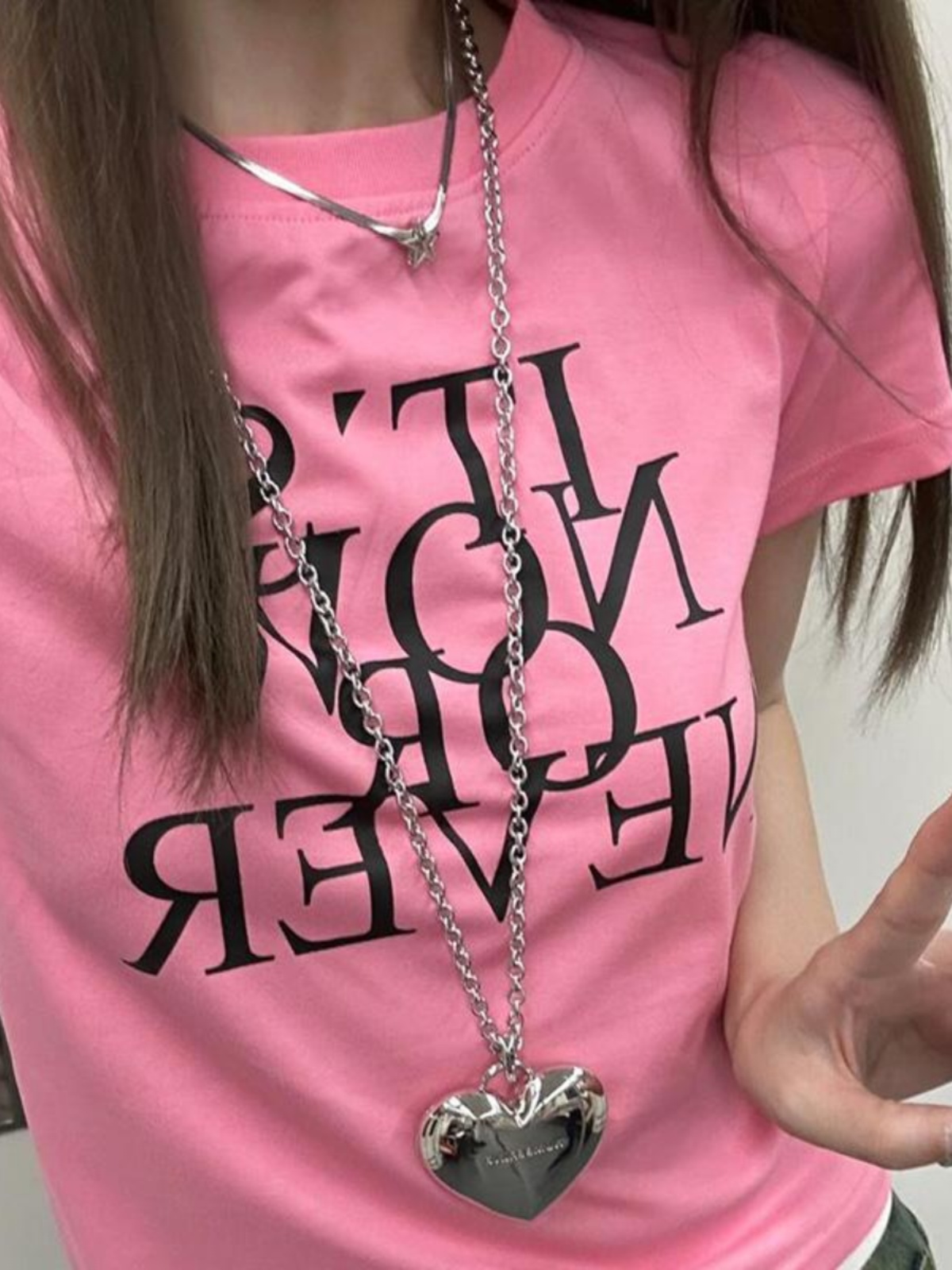 Y2K Metal Heart Necklace for Spicy Girls, Clavicle Sweater Chain & Star Girl Waist Chain Accessory, Niche Design Fashion Jewelry