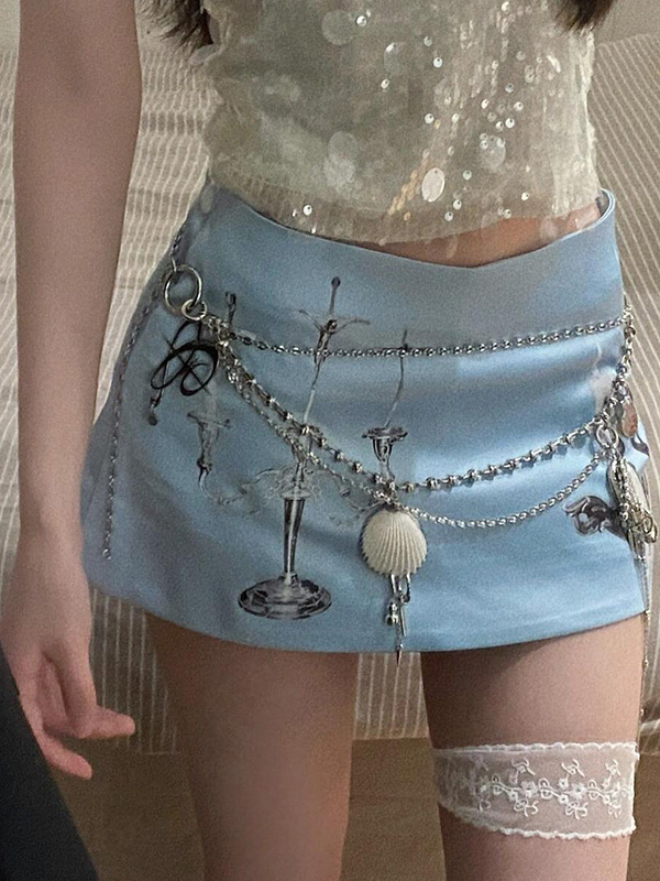 Y2K Metallic Waist Chain for Women with Ocean Shells, Multi-Layer Hanging Belt, Vacation-Style Sexy Accessory