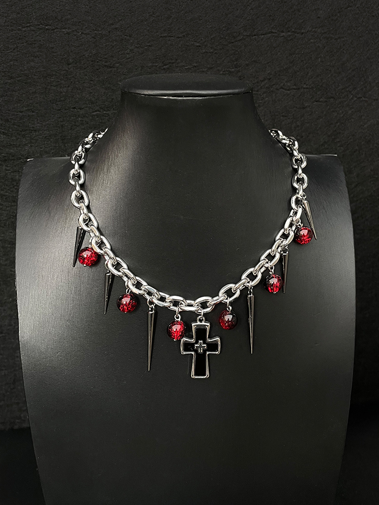 Y2K Rivet Punk Cross Necklace for Women, Sweet Cool Choker Accessory, Original Niche Design Clavicle Chain
